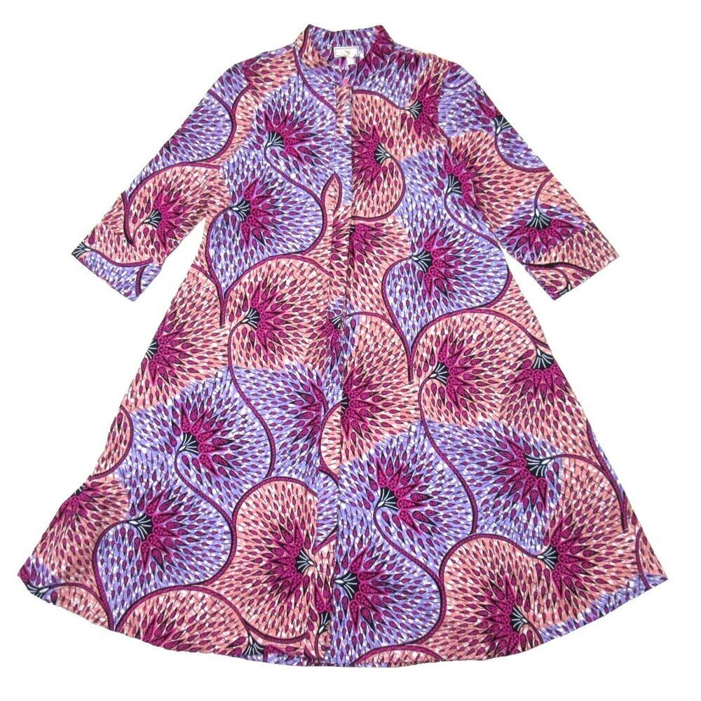 NWT ZURI Kenya Just One Dress in Lilac Cotton Button Down Shirtdress XS Long